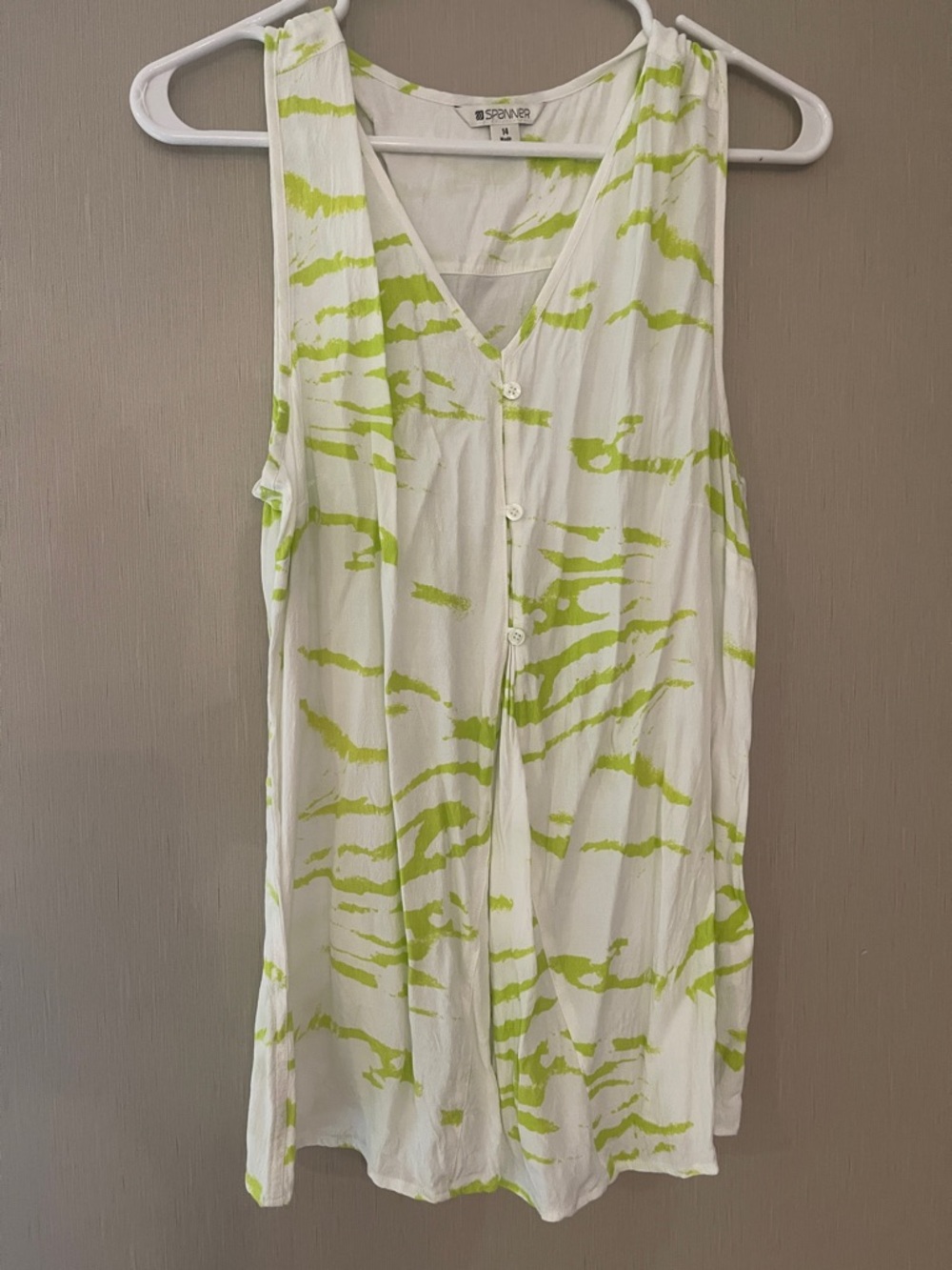 Spanner sz 14 large xl Vivid Lime Print Button-Front tank Tunic rayon viscose